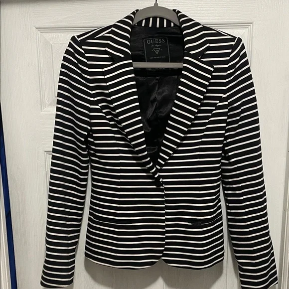 GUESS Women's Striped Blazer in Black and White - Picture 3 of 8